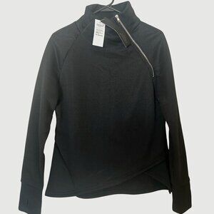 NWT Zanzea poly diagonal quarter-zip black sweatshirt sz S